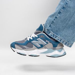 کفش و کتونی زنانه و مردانه چرم طبیعی مدل نیوبالانس 9060 NEW BALANCE رنگ طوسی آبی کد 8937